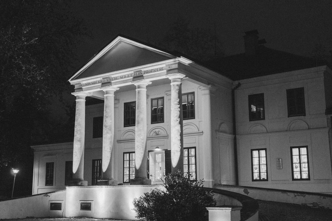 old mansion at night